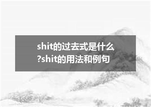 shit的过去式是什么?shit的用法和例句