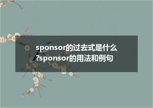 sponsor的过去式是什么?sponsor的用法和例句