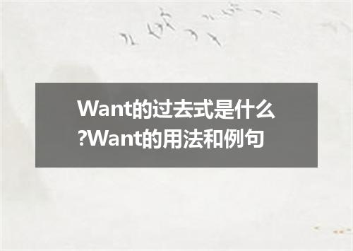 Want的过去式是什么?Want的用法和例句