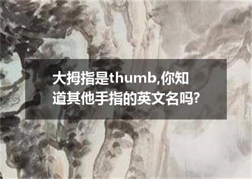大拇指是thumb,你知道其他手指的英文名吗?