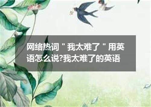 网络热词"我太难了"用英语怎么说?我太难了的英语