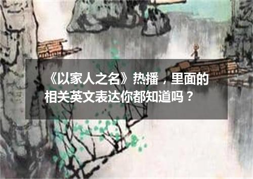 《以家人之名》热播,里面的相关英文表达你都知道吗?