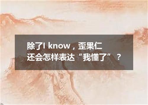 除了I know,歪果仁还会怎样表达“我懂了”?