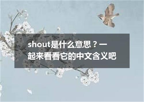 shout是什么意思?一起来看看它的中文含义吧