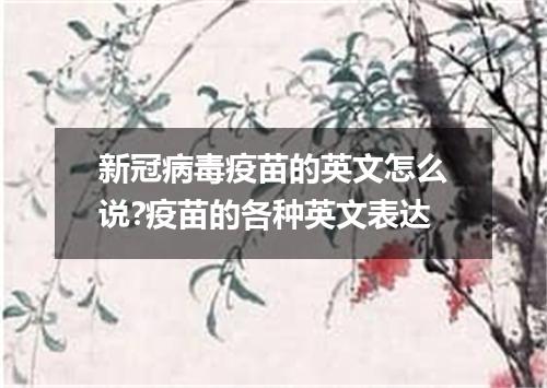 新冠病毒疫苗的英文怎么说?疫苗的各种英文表达