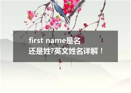 first name是名还是姓?英文姓名详解!