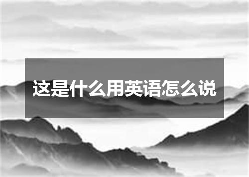 这是什么用英语怎么说