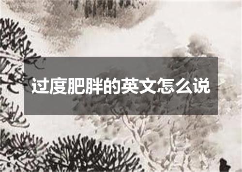 过度肥胖的英文怎么说