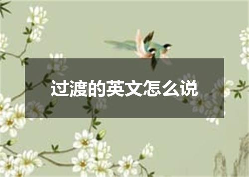 过渡的英文怎么说