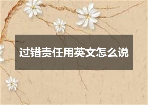 过错责任用英文怎么说