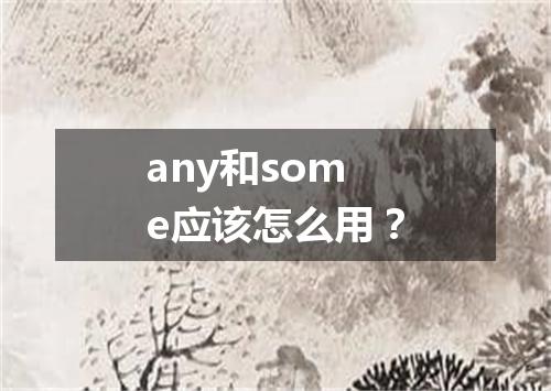 any和some应该怎么用?