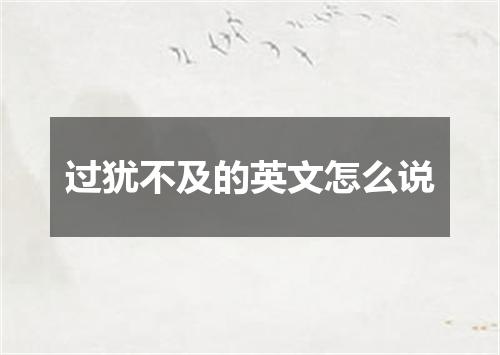 过犹不及的英文怎么说