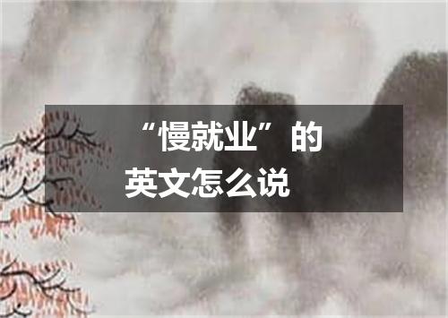 “慢就业”的英文怎么说