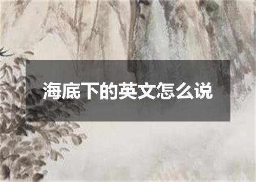 海底下的英文怎么说