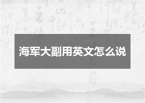 海军大副用英文怎么说