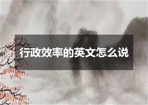 行政效率的英文怎么说
