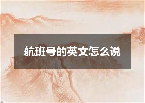 航班号的英文怎么说