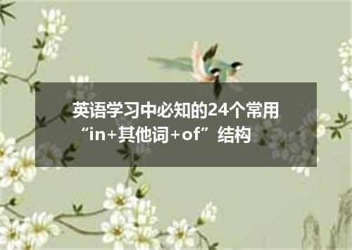 英语学习中必知的24个常用“in+其他词+of”结构