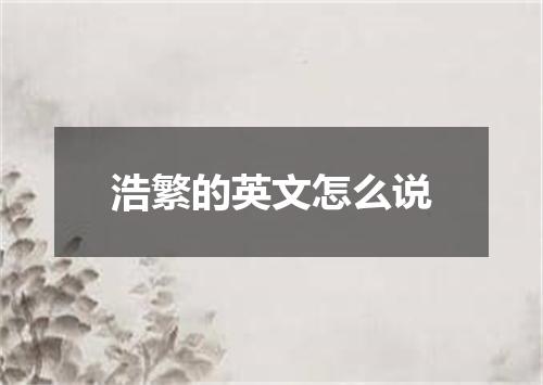 浩繁的英文怎么说