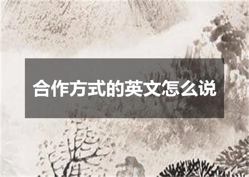 合作方式的英文怎么说