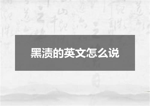 黑渍的英文怎么说