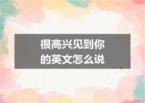 很高兴见到你的英文怎么说