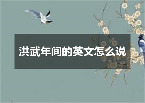 洪武年间的英文怎么说