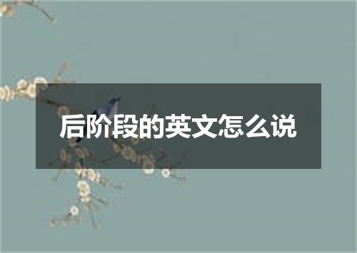 后阶段的英文怎么说