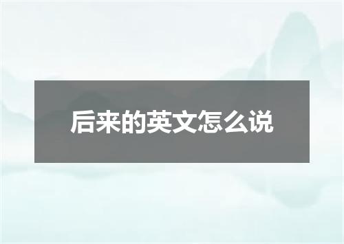 后来的英文怎么说