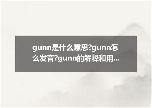 gunn是什么意思?gunn怎么发音?gunn的解释和用法