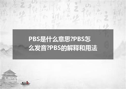 PBS是什么意思?PBS怎么发音?PBS的解释和用法