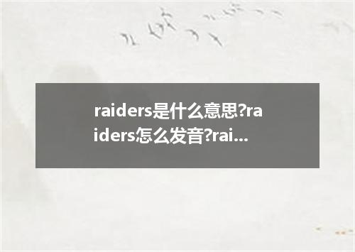 raiders是什么意思?raiders怎么发音?raiders的解释和用法