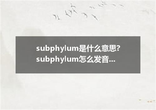 subphylum是什么意思?subphylum怎么发音?subphylum的解释和用法