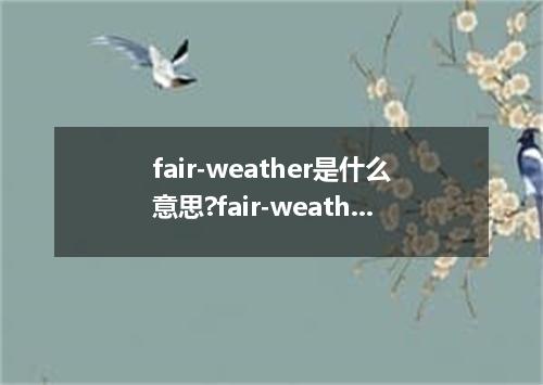 fair-weather是什么意思?fair-weather怎么发音?fair-weather的解释和用法