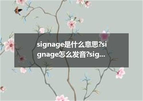 signage是什么意思?signage怎么发音?signage的解释和用法