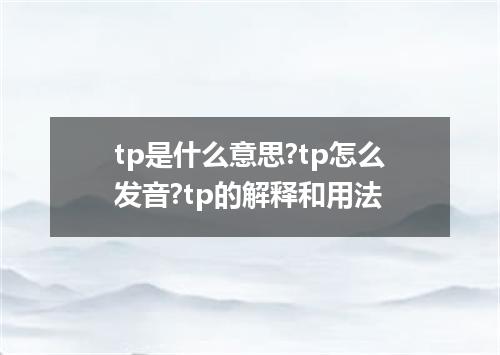 tp是什么意思?tp怎么发音?tp的解释和用法