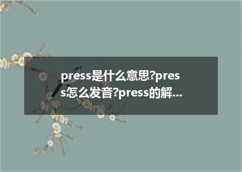 press是什么意思?press怎么发音?press的解释和用法