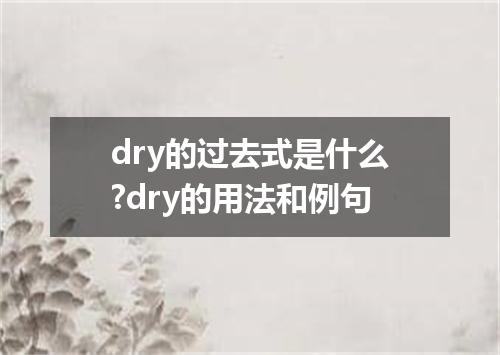 dry的过去式是什么?dry的用法和例句