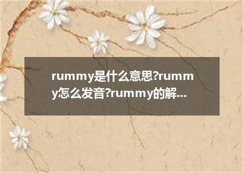rummy是什么意思?rummy怎么发音?rummy的解释和用法