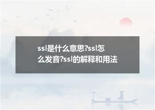 ssl是什么意思?ssl怎么发音?ssl的解释和用法