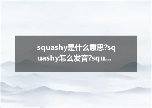squashy是什么意思?squashy怎么发音?squashy的解释和用法