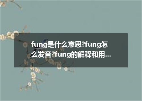 fung是什么意思?fung怎么发音?fung的解释和用法