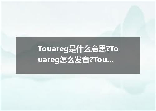 Touareg是什么意思?Touareg怎么发音?Touareg的解释和用法
