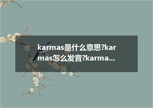 karmas是什么意思?karmas怎么发音?karmas的解释和用法