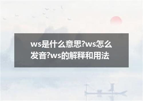 ws是什么意思?ws怎么发音?ws的解释和用法