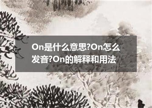 On是什么意思?On怎么发音?On的解释和用法