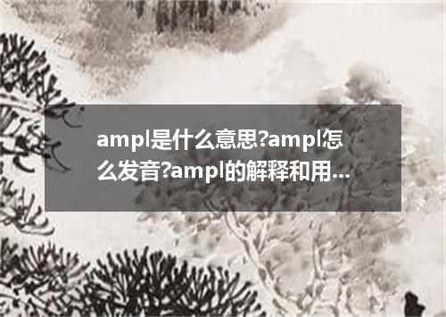 ampl是什么意思?ampl怎么发音?ampl的解释和用法
