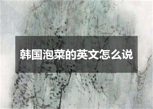 韩国泡菜的英文怎么说
