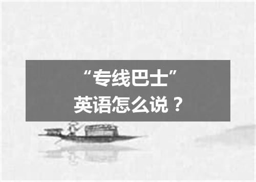 “专线巴士”英语怎么说?
