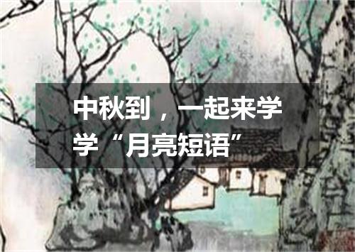 中秋到,一起来学学“月亮短语”